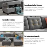Flieks 3-seat Sectional Sofa Sets with Chaise Lounge and Storage Ottoman L Shaped Sofa Couches Sofas Sets for Living Room Furniture Gray