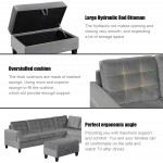Flieks 3-seat Sectional Sofa Sets with Chaise Lounge and Storage Ottoman L Shaped Sofa Couches Sofas Sets for Living Room Furniture Gray