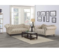 Lexicon Waverly 2-Piece Textured Fabric Tufted Living Room Set Brown