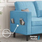 Mjkone Convertible Sectional Sofa Couch with Storage Ottoman 4 Pcs Couch Set with Storage Pockets Sectional Couches for Living Room 3-Seater +Ottoman +1-Loveseat +1-SeaterLight Blue