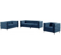 Morden Fort Couches for Living Room Sofas for Living Room Furniture Sets Chair Couch and Sofa 3 Pieces Fabric Velvet Blue
