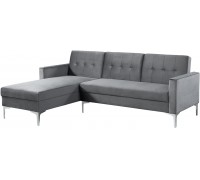 Morden Fort Velvet Sectional Sofa L Shaped Reversible Adjustable Futon Chaise Couch for Living Room Furniture Set Grey