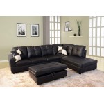 Sofa Sectional Sofa L-Shape Faux Leather Sectional Sofa Couch Set with Chaise Ottoman 2 Toss Pillow Using for Living Room Furniture.（Black）