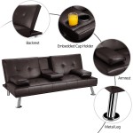 Yaheetech Living Room Furniture Sets Lift Top Coffee Table w Hidden Compartment & Storage Space + Faux Leather Convertiable Sofa Bed w Cup Holder Sofa Bed Couch for Living Room Espresso